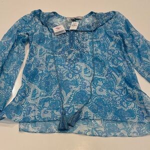 Bella tu Blue Sheer Floral Blouse